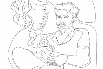 make minimal black and white line drawing sketch illustration