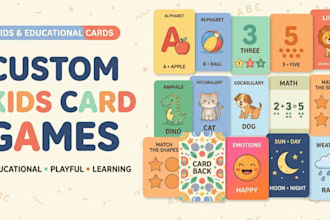 design kids card game, educational cards flash cards and learning cards