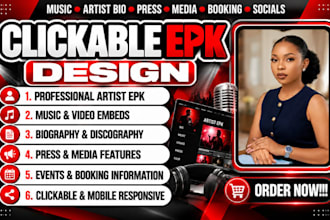 design a clickable epk electronic press kit for musicians and artists