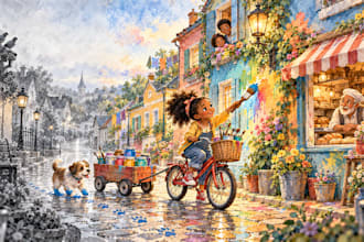 hand drawn cute design children picture whimsical watercolor kids storybook art