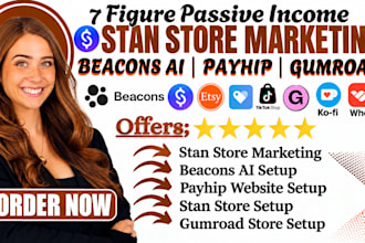 do stan store marketing, beacons ai, payhip website, stan store setup, gumroad