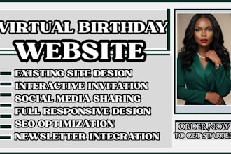 design a virtual birthday website, digital invitation, birthday party website