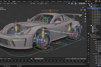rig 3d car vehicle suspension with custom controls in blender and ue5