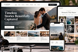 design squarespace photography website, wedding event planner and drone website