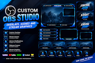 design custom obs studio overlays, scenes and stream graphics