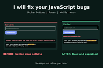 fix javascript bugs and broken buttons on your website