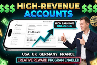 create UK, USA, france tiktok account and help tom monitize