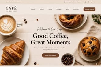 design tea cafe website coffee  shop website beverage menu website