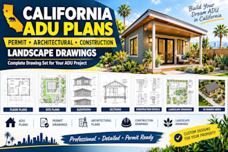 design permit california adu architect set construction plan landscape drawings