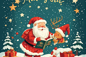 christmas illustration for book, poster, card, storybook