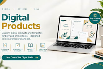 design etsy digital products, canva templates, planners and printables
