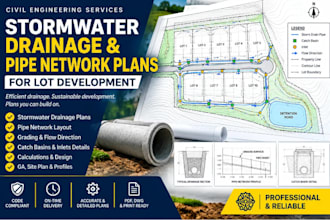 prepare stormwater drainage and pipe network plans for lot development