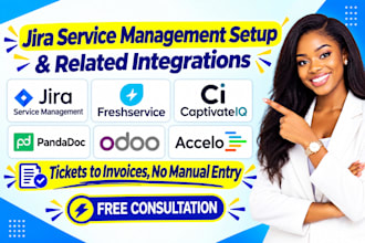setup jira service management, freshservice, captivateiq pandadoc, odoo, accello