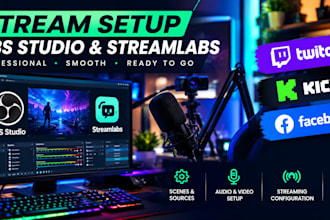setup obs studio and streamlabs for twitch, kick and facebook streaming
