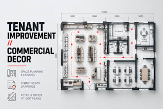 draft 2d commercial tenant improvement plans and retail layout drawings