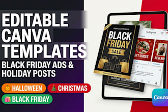 design editable canva templates for black friday ad creative and holiday posts