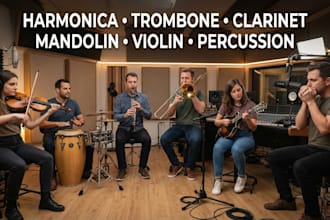 record harmonica trombone clarinet percussion mandolin violin for your tracks