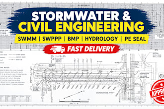civil engineer pe seal stormwater drainage swppp hydrology bmp swmm modeling