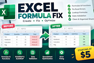 create or fix excel formulas and spreadsheet errors