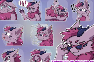draw custom furry badge furry icon fursona and anthro character