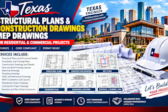 do structural plan and construction drawings, mep drawings as texas engineer