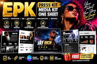 design epk, press kit, artist one sheet, dj press kit, speaker sheet, media kit