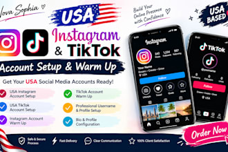 create USA instagram, USA tiktok account, warm up instagram and tiktok account