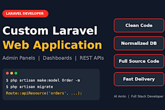 develop a custom laravel web application, admin panel or API