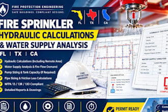design fl tx ca fire sprinkler hydraulic calculations and water supply analysis