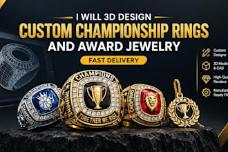 3d design custom championship rings and award jewelry