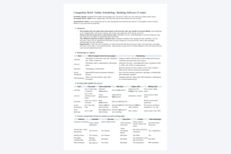 research 5 competitors and deliver a sourced brief and comparison sheet