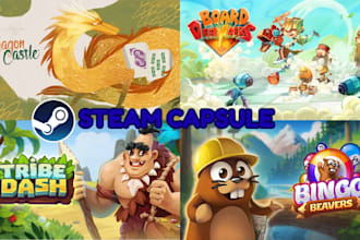 design steam capsule art, steam banner, steam store assets, game poster