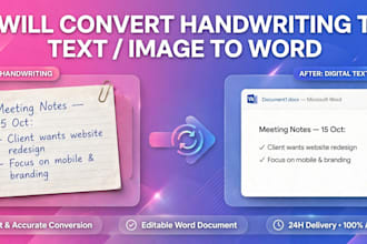 convert handwriting to text, image to text and typing work