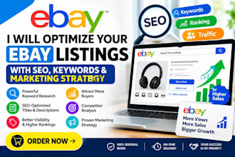 optimize your ebay listings with SEO keywords and marketing strategy