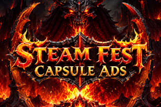 design steam page art game cover and banner social posts steam store page