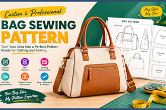 do digital bag pattern making, custom bag sewing pattern and tech pack grading