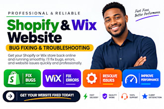 fix shopify wix ecommerce website bugs wix shopify themes errors troubleshooting