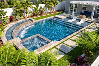create pool landscape design, residential landscape and 3d site plan rendering