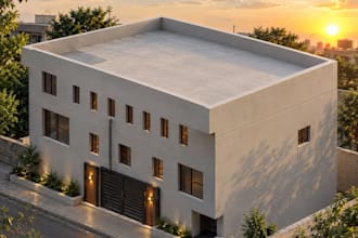 design modern house exterior with realistic 3d rendering