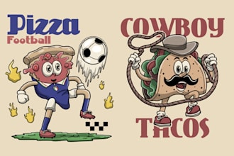 create retro cartoon mascot illustration