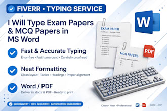 type exam papers and mcq papers in ms word