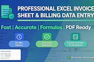 do data entry, create excel invoice sheet and billing data entry