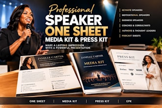 design a professional speaker one sheet, media kit and press kit
