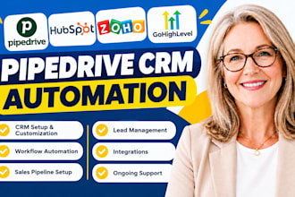 setup pipedrive crm, hubspot, zoho, gohighlevel crm automation