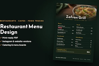 design a professional restaurant menu