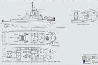 design workboat, fishing vessel and commercial ship ga plan