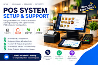 set up square pos, toast pos, clover pos, and restaurant pos syste
