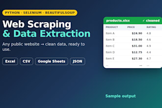do python web scraping and data extraction to excel, csv or google sheets