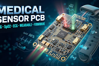 design medical sensor pcb, ppg, spo2, ecg, wearable and embedded firmware
