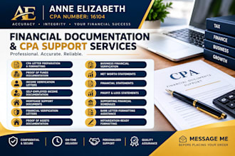write us cpa comfort and mortgage letter, income proof of fund and verification